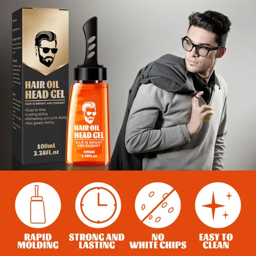 Miniatura 7 de Grospe Gel para peinar el cabello, gel de cera 2 en 1 con peine, gel de aseo para hombres, hidratante de larga duración, construcción rápida, 3.4 fl