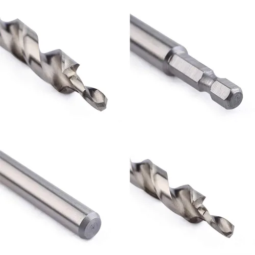 Miniatura 2 de 2 brocas de agujero de bolsillo de 3/8 pulgadas (0.374 in), broca de paso giratorio HSS con cuello de tope de profundidad para agujero de bolsillo