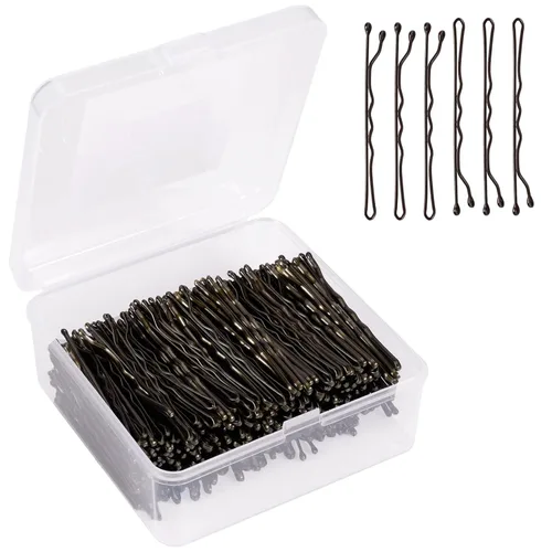 Miniatura 9 de Alfileres en forma de U en estuche, 200 pinzas doradas para el cabello a granel para mujeres, 2.4 pulgadas, grandes y fuertes sujetadores