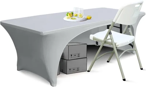 Miniatura 22 de ABCCANOPY - Mantel elástico de 1,2 m para mesa, ajustado, con parte trasera abierta, lavable, salvamanteles para mesas rectangulares, color negro