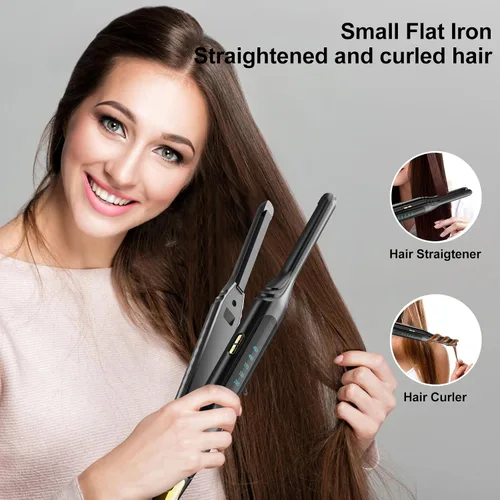 Miniatura 7 de Plancha de Lápiz 3/10'' Planchas Pequeñas para Cabello Corto, Corte Pixie y Flequillo, Alisador de Cabello para Bordes con Pantalla LED, Mini