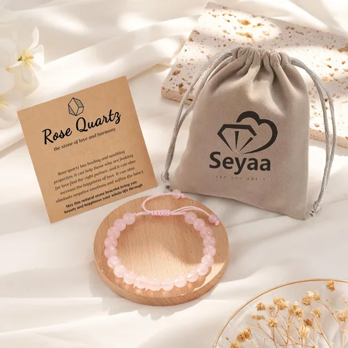 Miniatura 6 de Seyaa Pulsera de yoga para aliviar el estrés y la ansiedad, piedra de cristal natural, regalos curativos para mujeres, hombres y adolescentes