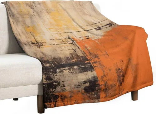 Miniatura 41 de Manta para sofá, manta abstracta rústica naranja y marrón, suave y mullida, manta de felpa acogedora y ligera, vintage, abstracta desordenada