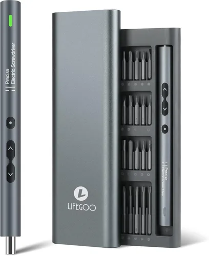 Miniatura 10 de LIFEGOO - Mini destornillador eléctrico, juego de destornilladores de precisión 58 en 1 con 50 puntas magnéticas, pantalla digital, kit