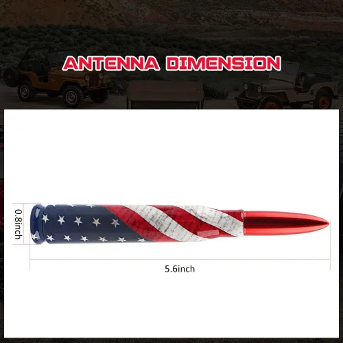 Miniatura 4 de para antena Jeep Gladiator, diseño de bandera estadounidense, 5.5 pulgadas