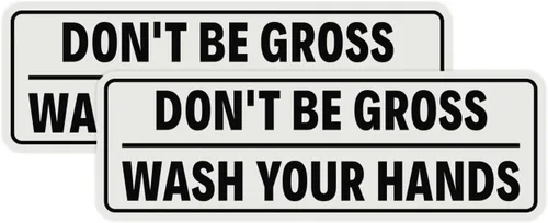 Miniatura 51 de Letrero estándar para puerta o pared, diseño de "Don't Be Gross ("Wash Your Hands"), color negro, mediano