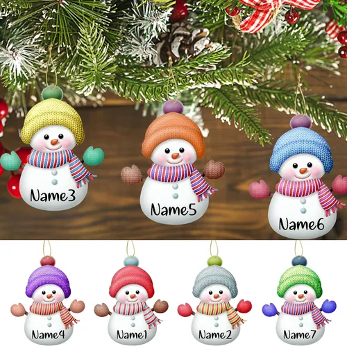 Miniatura 3 de 7 adornos de Navidad personalizados con nombre personalizado muñeco de nieve para árbol de Navidad, decoraciones colgantes regalos personalizados