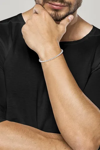Miniatura 4 de Miabella Pulsera bizantina cuadrada maciza de plata de ley 925 italiana de 0.118 in para hombres y mujeres, 925 hecha a mano en Italia, Plata