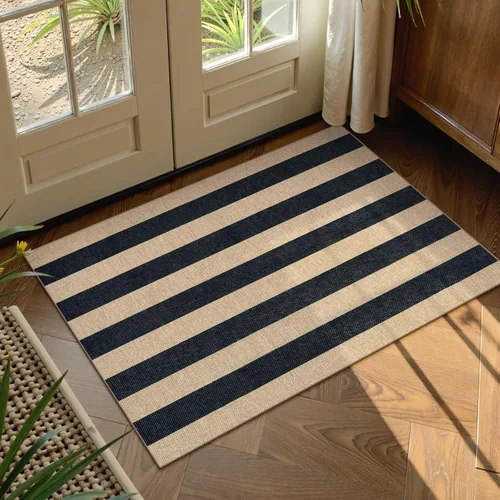 Miniatura 46 de Lahome Alfombra de yute a rayas fácil para patio al aire libre, alfombras lavables de 3 x 5 pies para entrada, porche, casa de campo, alfombra