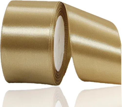 Miniatura 35 de Cinta de satén beige de 1 pulgada x 25 yardas, cinta de tela de color sólido para envoltura de regalos, manualidades, fabricación de lazos
