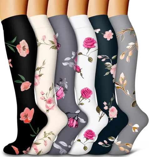Miniatura 8 de Bluemaple Paquete de 6 calcetines de compresión de cobre para mujeres y hombres, el mejor apoyo para médicos, correr, enfermería, atletismo