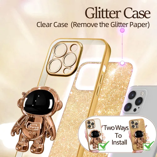 Miniatura 161 de Buleens Funda para iPhone 11 Pro Max Astronauta, Fundas Transparentes para iPhone 11 ProMax con Papel con Purpurina y Soporte de Astronauta, Mujeres