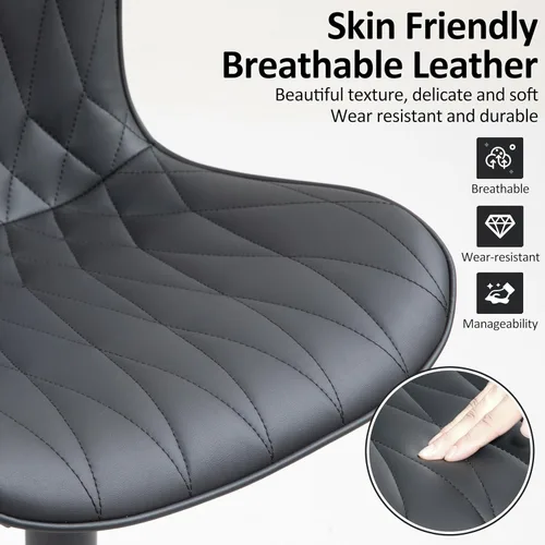 Miniatura 5 de Finnhomy Juego de 2 taburetes de bar, modernos taburetes de bar giratorios de piel sintética de 360°, altura del asiento de 24 a 32.5 pulgadas