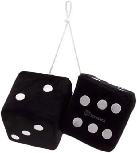 Miniatura 15 de ZONETECH Dados decorativos de espejo negro con puntos blancos – Espejo de felpa negra para colgar en coche, dados de 3 pulgadas, paquete de 2
