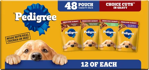 Pedigree Choice Cuts in Gravy - Paquete variado de alimentos para perros, bolsas de 3.5 onzas, 48 unidades