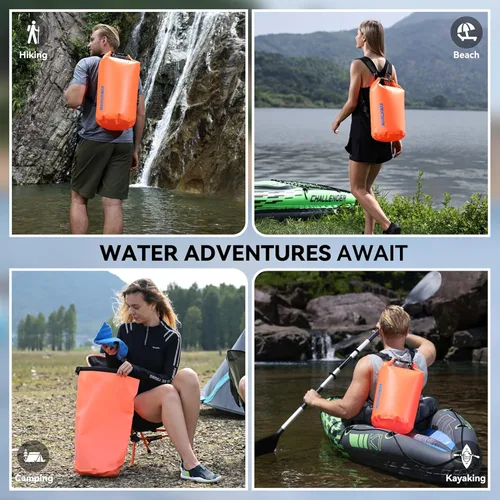 Miniatura 6 de MARCHWAY - Bolso estanco flotante e impermeable de 5/10/20/30/40 litros, saco de cierre enrollado mantiene seco el equipo de kayak, rafting, bote