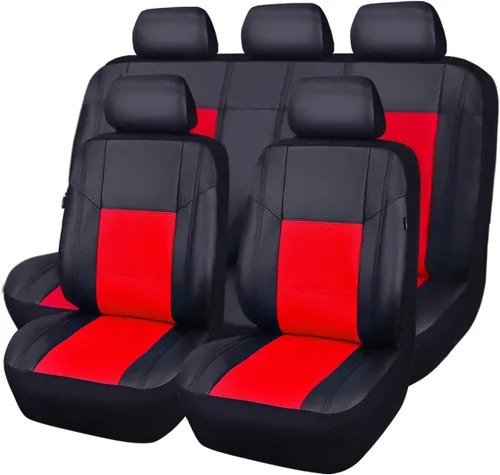 Miniatura 14 de CAR Pass Skyline - Fundas de asiento de cuero de alta calidad, impermeables, de poliuretano, juego completo, fundas de asiento delantero y trasero