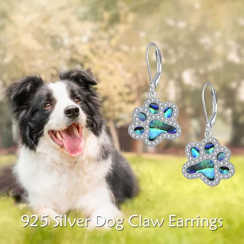 Miniatura 5 de Aretes colgantes de plata de ley con diseño de pata de perro, diseño de pata de cachorro, para mujeres y niñas
