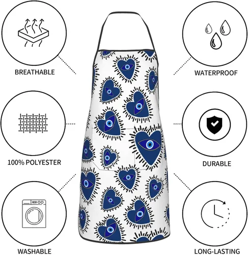 Miniatura 6 de Delantal de mal de ojo del diablo, divertido delantal de cocina para mujeres y hombres, delantal con babero para barbacoa, hornear, manualidades
