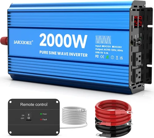 Miniatura 8 de Inversor de potencia de onda sinusoidal pura de 1500 vatios, 12 Vdc a 110 Vdc a 120 Vdc, para sistemas solares domésticos, vehículos recreativos