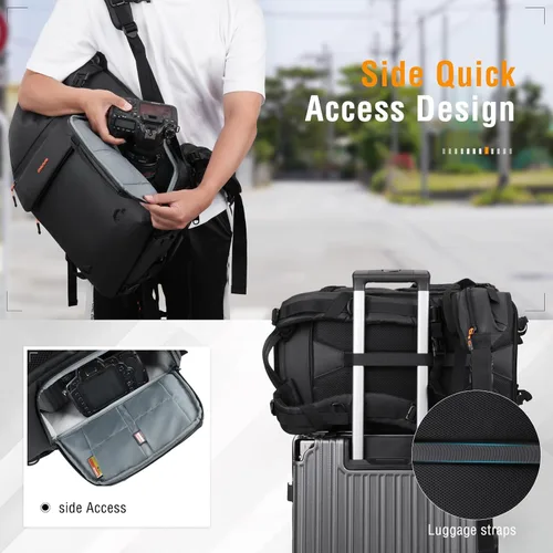 Miniatura 4 de MOSISO Mochila para cámara DSLR/SLR/SLR/sin espejo, gran bolsa para cámara con bolsillo frontal con solapa frontal, mochila de fotografía de acceso