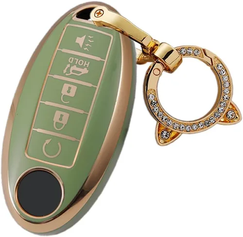 Miniatura 17 de ontto Protector de llavero de automóvil de 5 botones con llavero de TPU suave, borde dorado, guante para llaves Infiniti JX35 Q50 Q60 QX56 QX60 QX80