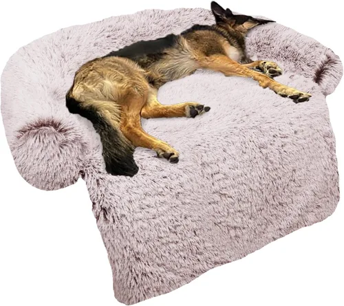 Miniatura 26 de Cama calmante para perro, tapete de felpa esponjoso para perros con protector de muebles con funda extraíble lavable para perros y gatos grandes