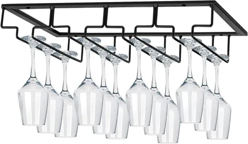 Miniatura 2 de MOCOUM Estante para copas de vino debajo del gabinete, soporte para copas de vino, soporte de alambre para copas de vino, colgador de almacenamiento
