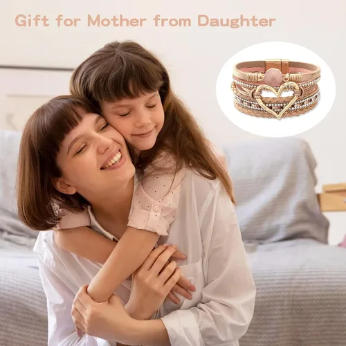 Miniatura 6 de Long tiantian Pulseras de cuero boho para mujer, lindas pulseras apilables de verano con corazón para mujer, regalos de moda 2024