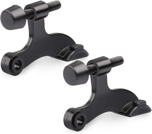HOMOTEK Paquete de 2 Topes de Puerta con Pasador de Bisagra Negro, Tope de Puerta Ajustable de Lujo Resistente de 2-1/2"x1-3/4", con Puntas de