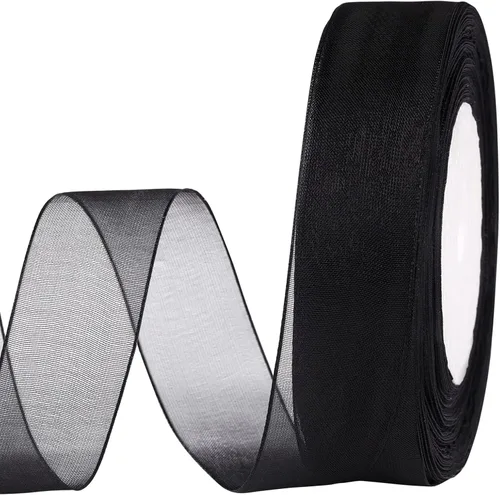 molshine Cinta de organza transparente brillante de 50 yardas x 1 pulgada, cintas de tela de gasa para ramos de guirnaldas, lazo, boda, envoltura de