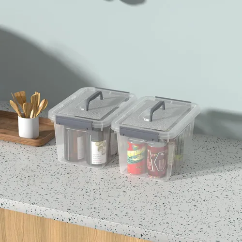 Miniatura 7 de Contenedores pequeños de 6 cuartos de galón con tapas, caja de almacenamiento de plástico transparente con asa, 6 paquetes