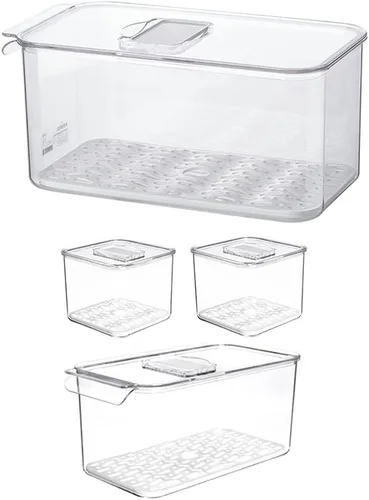 SANNO Recipientes de frutas vegetales para refrigerador, congelador, organizador de refrigerador, contenedores ahorradores de productos para