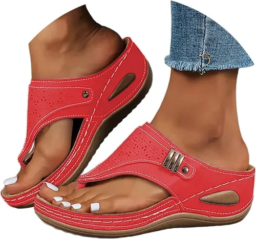 Miniatura 26 de Sandalias ortopédicas con soporte de arco, sandalias planas para exteriores, estilo bohemio, para caminar, cómodas, elegantes, informales