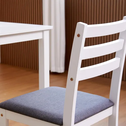 Miniatura 9 de Livinia Seattle Juego de 2 sillas de cocina moderna de estilo granja para comedor, sillas con respaldo en escalera de madera y asiento acolchado