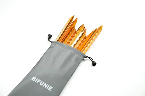 Miniatura 4 de Juego de 12 estacas de aleación de aluminio con cuerdas reflectantes, estacas de metal ligeras para acampar tiendas de campaña, hamacas Naranja