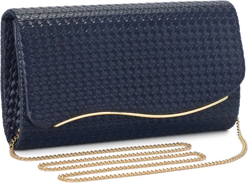 Miniatura 8 de UBORSE Bolsos de mano de noche para mujer, bolso de noche formal tejido, de cuero vegano, bolso cruzado de hombro, bolsa tipo sobre
