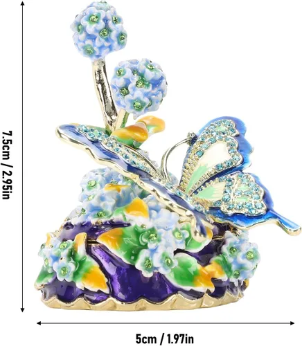 Miniatura 2 de Yosoo Exquisite Flower Enamel Jewelry Box, Zinc Alloy Decorative Jewelry Box Trinket Organizer for Rings Earrings