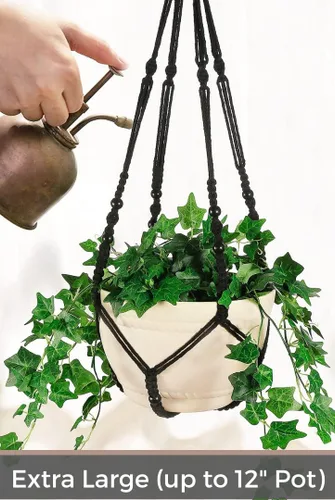 Miniatura 2 de Colgador de Macramé de 43 Pulgadas Grande para Maceta de 12 Pulgadas + Gancho Colgante (Extra Largo y Grande) Maceta Colgante Grande para Plantas
