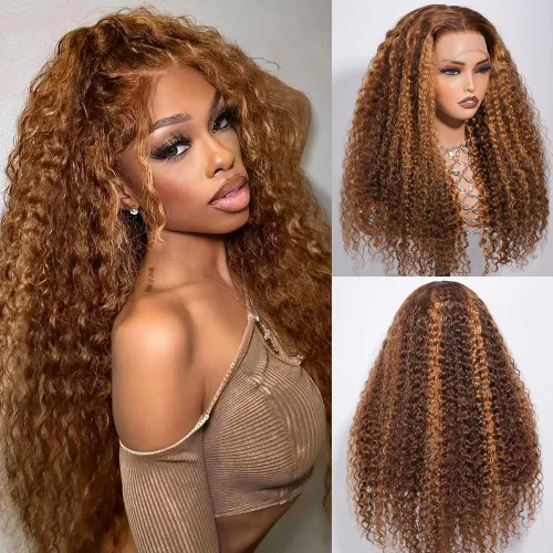 Miniatura 18 de CYNOSURE Pelucas de encaje frontal 13x4 de cabello humano prearrancado, densidad del 180%, brasileña rizada con encaje frontal, peluca con cabello