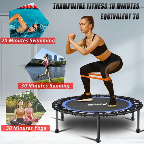 Miniatura 8 de Newan Mini trampolín silencioso de 40 a 48 pulgadas, trampolín de fitness, bungee rebote, entrenamiento cardiovascular, entrenamiento para adultos