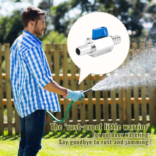 Miniatura 6 de Paquete de 2 mini válvulas de bola de acero inoxidable 304 con púas de identificación de manguera de 1/2 pulgada, kit de abrazaderas para agua