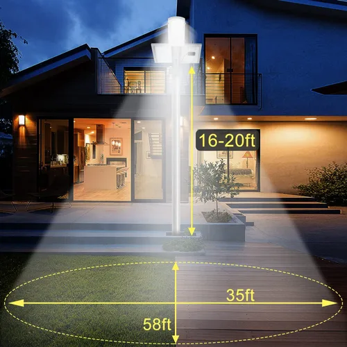 Miniatura 2 de Gebosun Farola solar, luces LED solares de 100 W, funciona desde el atardecer hasta el amanecer, 8600 lm, 6000 K, IP65 impermeable, montado