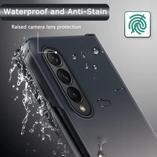 Miniatura 4 de NINKI Funda compatible con Galaxy Z Fold 4 en blanco y negro degradado con protector de pantalla y bisagra, funda protectora de cuerpo completo