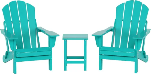 Miniatura 15 de WO Home Furniture - Juego de 3 sillas plegables para exteriores, mesa auxiliar, resistente a la intemperie y a los rayos UV, para césped, jardín