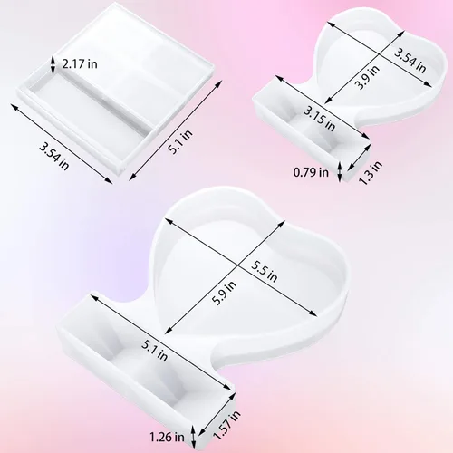 Miniatura 2 de Patelai 3 piezas de resina para marcos de fotos, molde de resina de corazón, moldes de mesa epoxi rectangulares para bricolaje, marcos de fotos