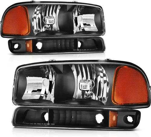 Miniatura 14 de Conjunto de faros delanteros para Chevy Avalanche 1500 2003-2006 para Avalanche 2500 03-06 para 1500 Classic 2007 carcasa negra reflector ámbar