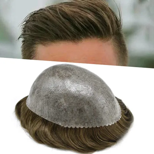 Miniatura 39 de Toupee Hair Piece For Men 100% Real Human Hair System Natural Looking Hairpieces For Men Hair Units Protesis Capilar Para Hombre 8''X10'' #610#6