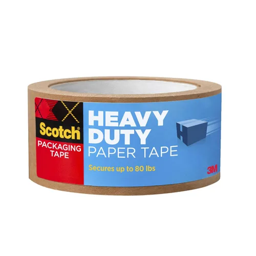 Scotch Cinta de embalaje de papel de bloqueo de caja, marrón Kraft, cinta de papel Kraft de agarre extremo que se recicla con la caja, suministros