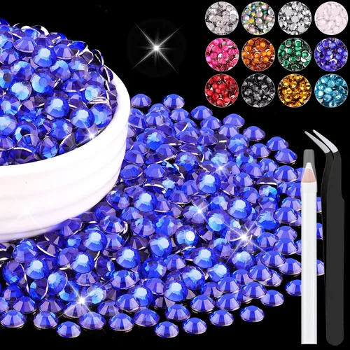 Miniatura 23 de 12000 diamantes de imitación de resina de 0.079 pulgadas a granel para manualidades (transparente), cristales deslumbrantes con parte trasera plana